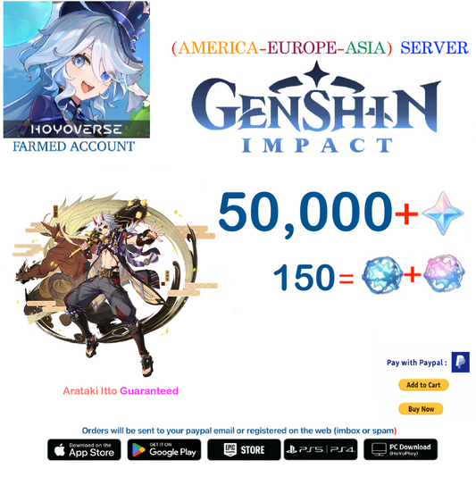 ⭐[All Servers]⭐  50,000 Primogems +  Yae Miko - Multiple combinations - Genshin Impact Reroll Farmed Account