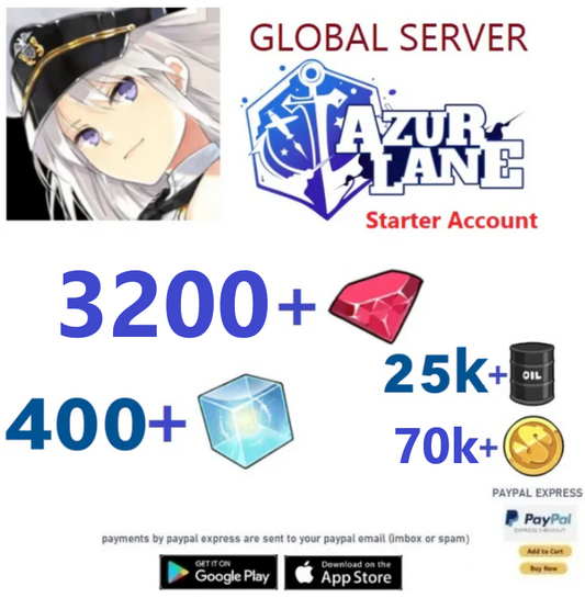 (Global Server)  3200+Wisdom Cubes  -  Azur Lane Starter Reroll Account