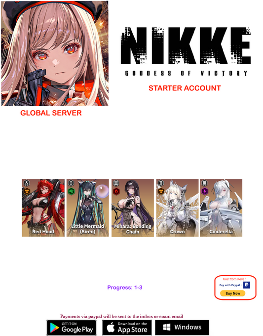 [GLOBAL SERVER]  Multiple Combinations + Gems GODDESS OF VICTORY: NIKKE Semi Starter Reroll Account v1