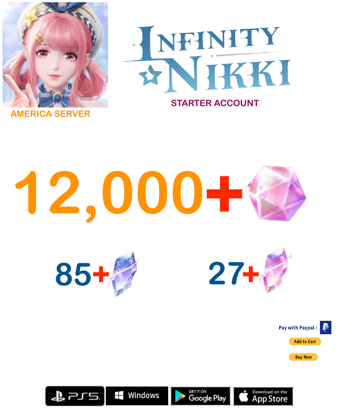 [America Server] 12.000+ Diamonds  Infinity Nikki Starter Account