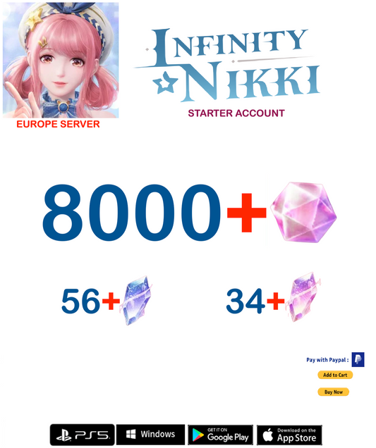 [Europe Server] 8000+ Diamonds  Infinity Nikki Starter Account