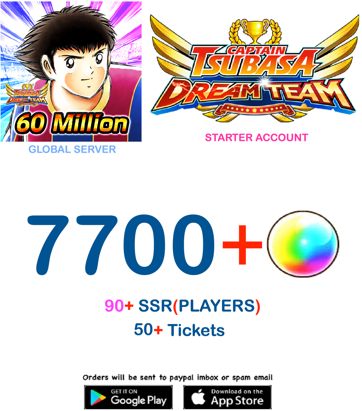 [GLOBAL SERVER] 7700+ DreamBalls   Captain Tsubasa : Dream Team  Starter Account v2