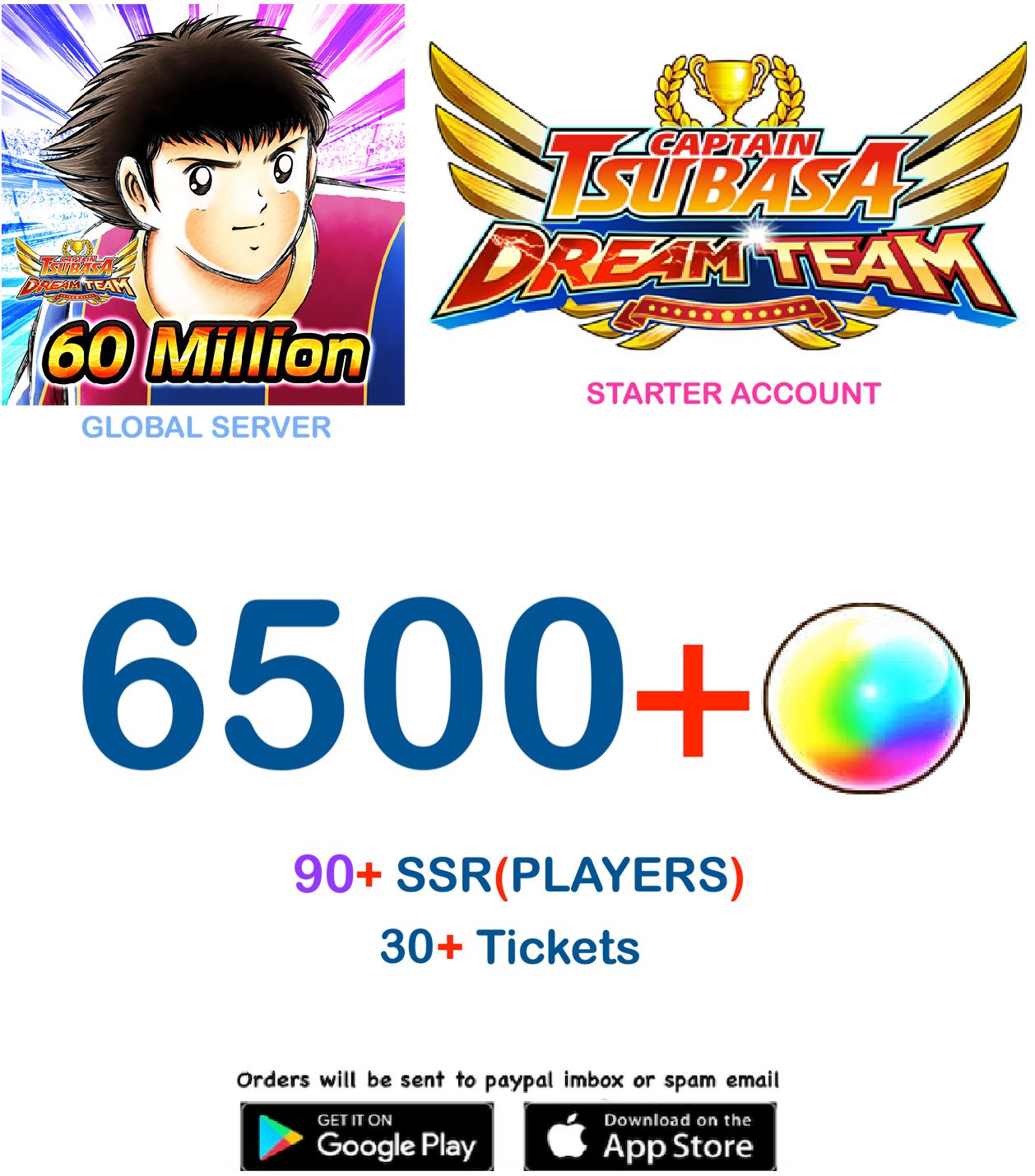 [GLOBAL SERVER] 6500+ DreamBalls   Captain Tsubasa : Dream Team  Starter Account v1