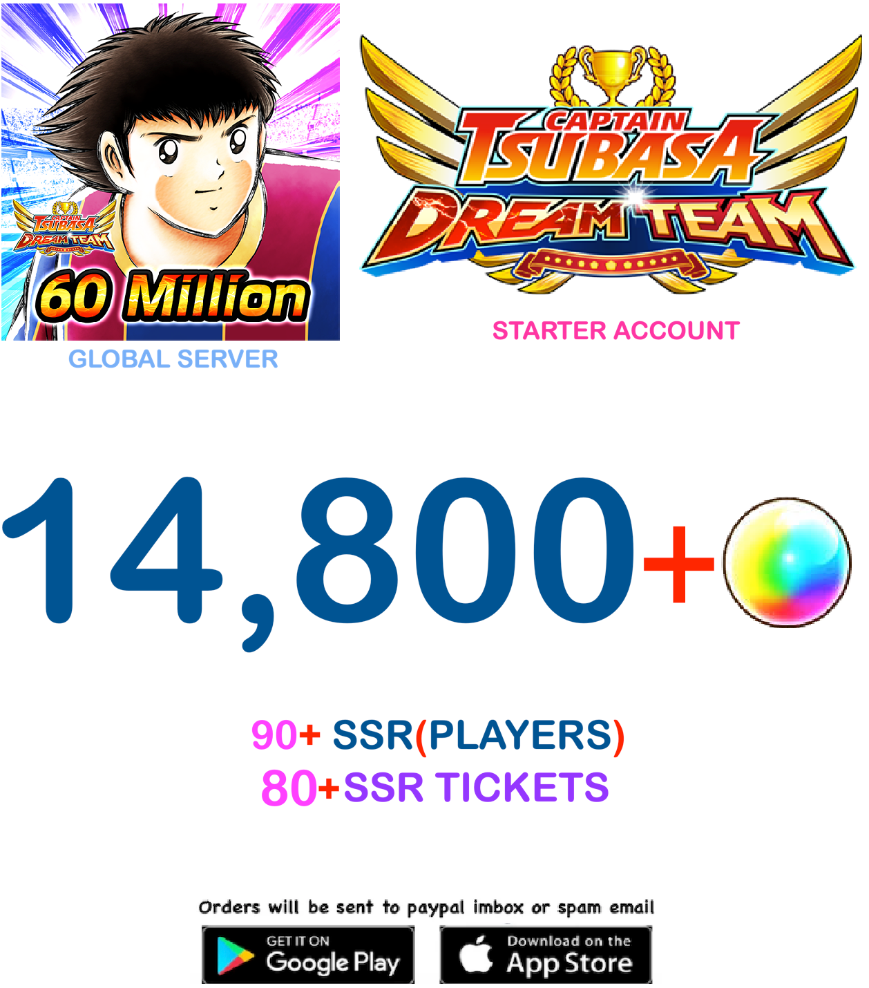 [GLOBAL SERVER] 14800+ DreamBalls   Captain Tsubasa : Dream Team  Starter Account v4