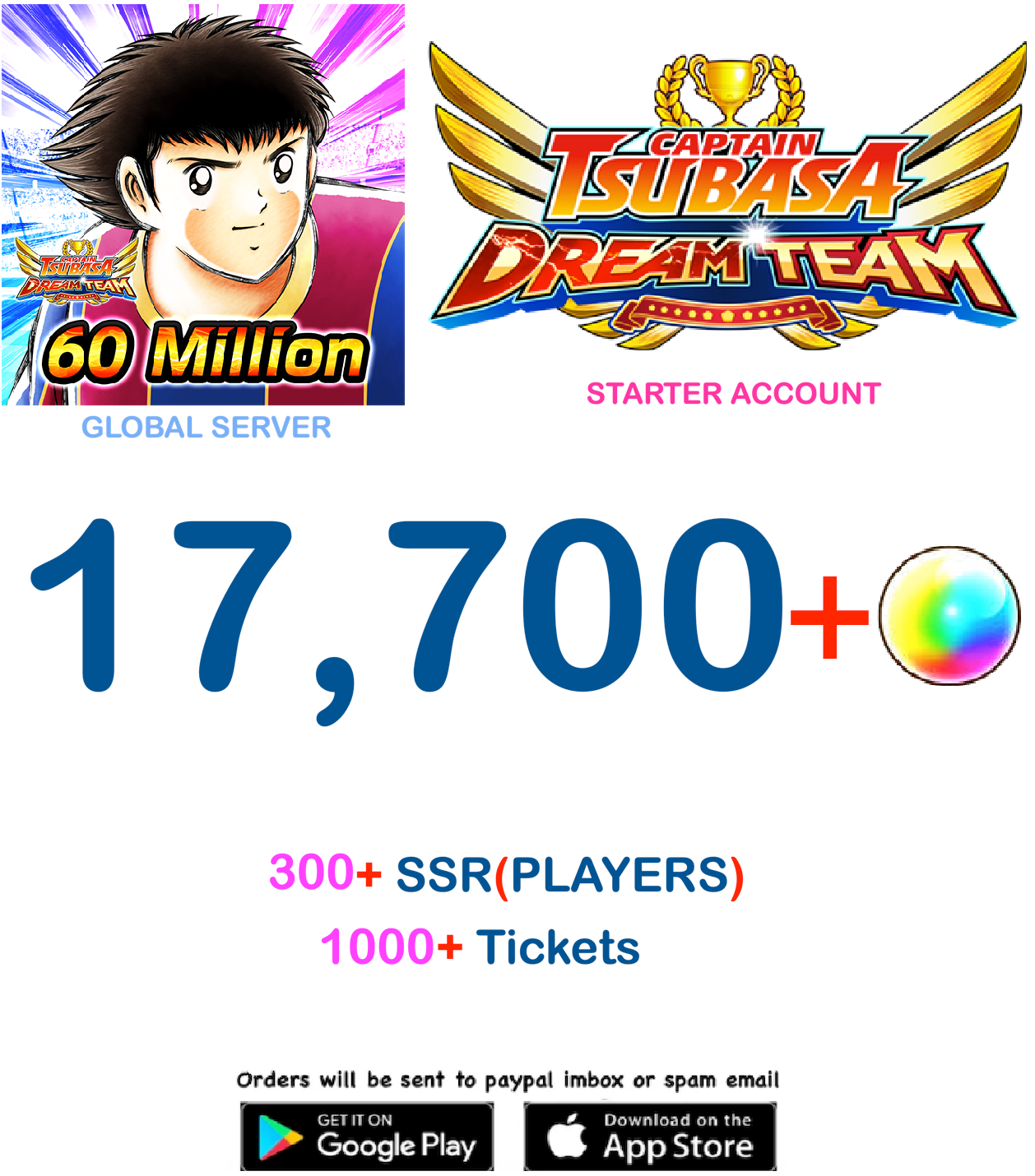 [GLOBAL SERVER] 17700+ DreamBalls   Captain Tsubasa : Dream Team  Starter Account v5