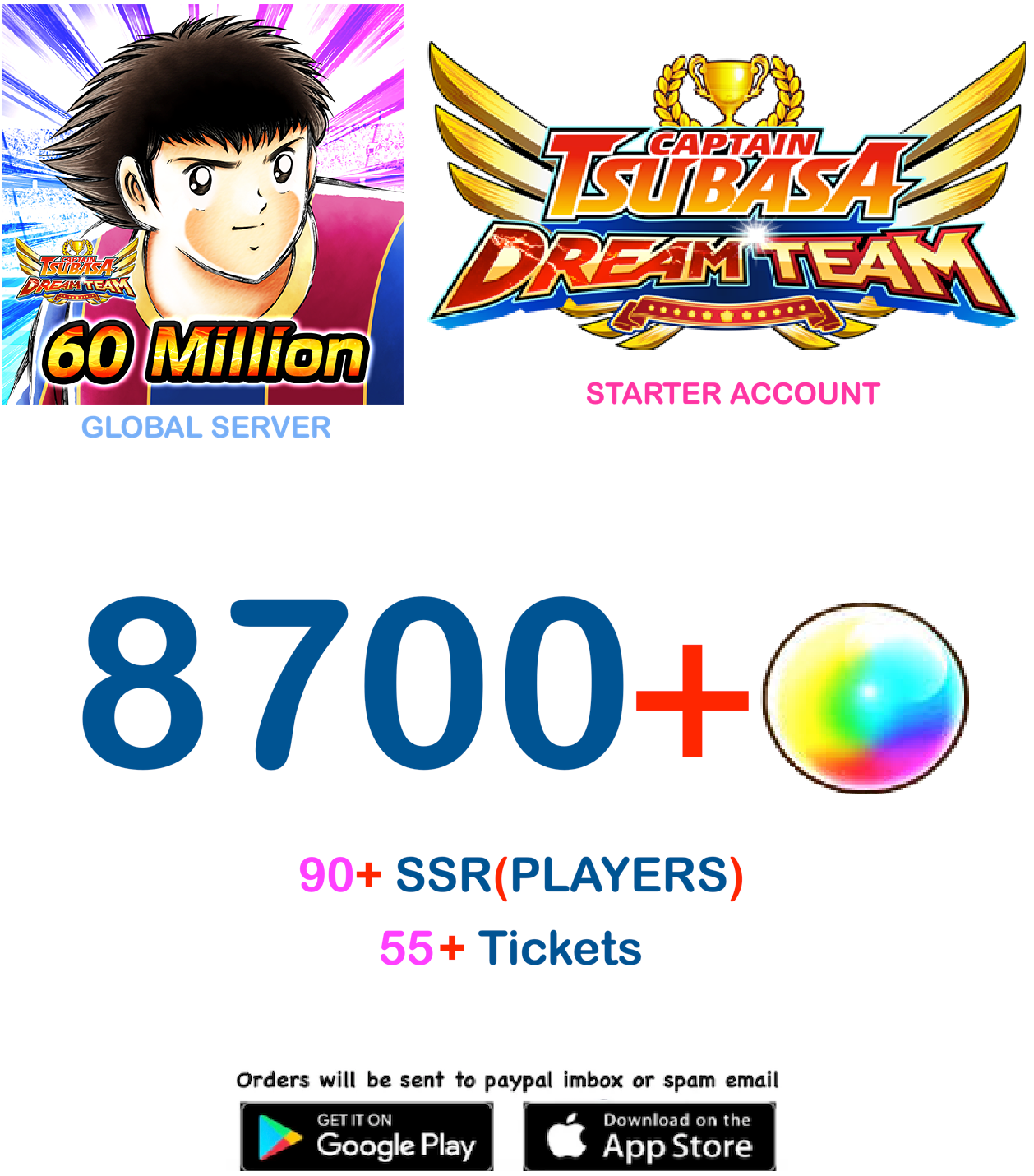 [GLOBAL SERVER] 8700+ DreamBalls   Captain Tsubasa : Dream Team  Starter Account v3