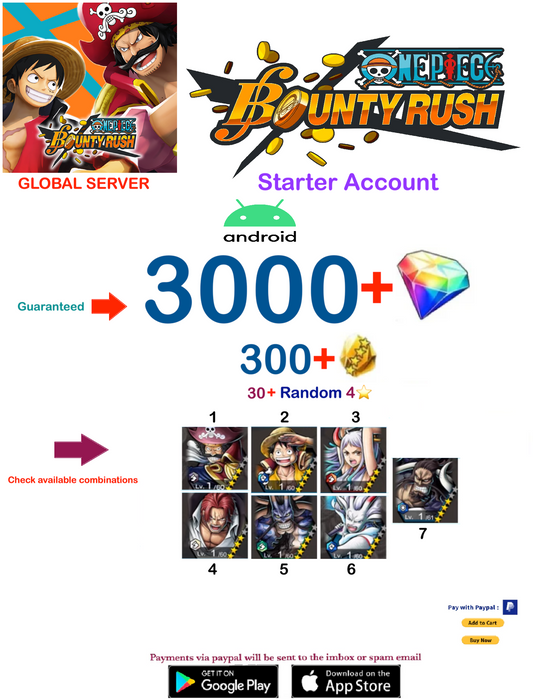 (Global Server-Only Android)  Multiple combinations One Piece Bounty Rush Account v1