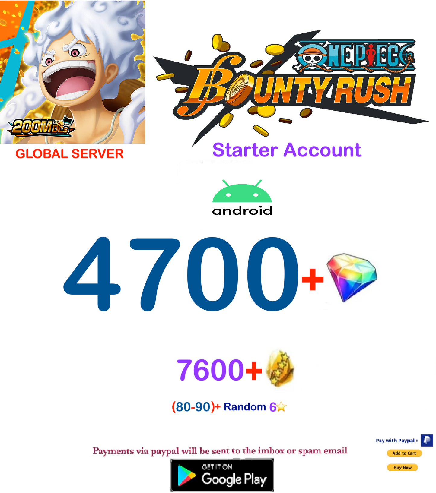 [Global Server][Android Version ] One Piece Bounty Rush  Reroll Starter  Account v9