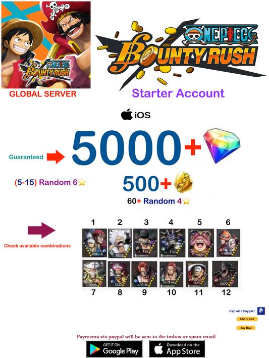 (Global Server-Only IOS)  Multiple combinations One Piece Bounty Rush Account v2