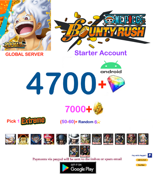 Comptes One Piece Bounty Rush à vendre Comptes One Piece Bounty Rush à vendre