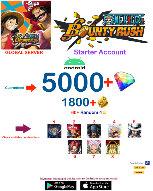 (Global Server-Only Android)  Multiple combinations One Piece Bounty Rush Account v1
