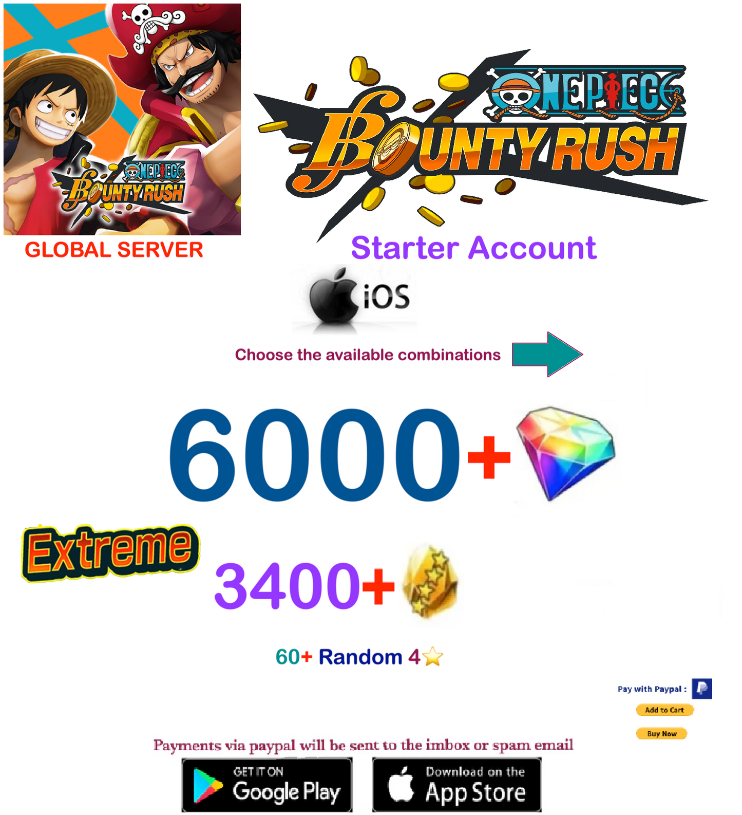 [Global Server][IOS Version] One Piece Bounty Rush  Reroll Starter  Account