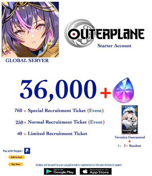 [Global Server] Outerplane 36.000+ Ether  Reroll Starter Account