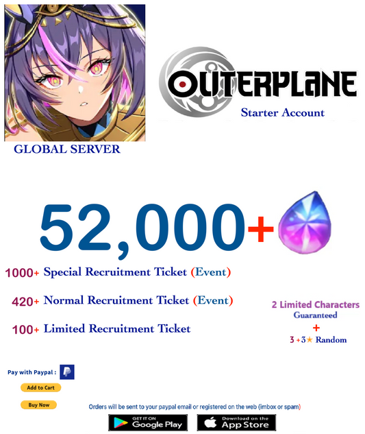 [Global Server] Outerplane 52.000+ Ether  Reroll Starter Account v1