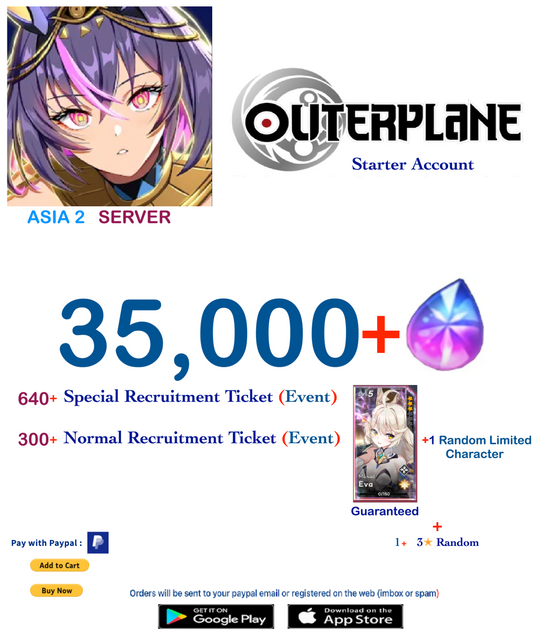 [Asia 2 Server] Outerplane 35.000+ Ether  Reroll Starter Account