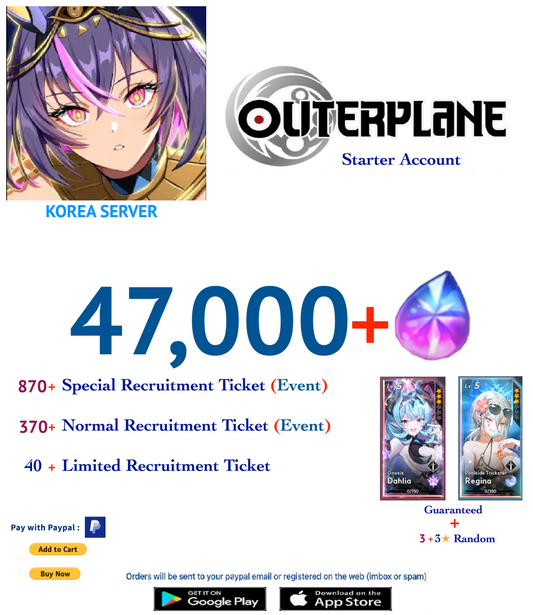 [Korea Server] Outerplane 47000+ Ether  Reroll Starter Account v3