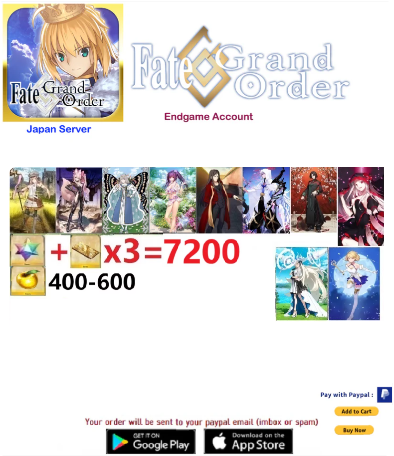 [JAPAN SERVER]Custom V7  Fate Grand Order FGO Endgame Endgame Account