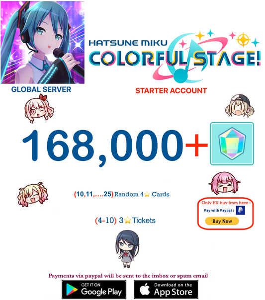 ⭐[GLOBAL][INSTANT DELIVERY]⭐  (10,11,12,13.... - 17) Random 4 ⭐   Project Sekai Colorful Stage ft. Hatsune Miku PJSekai Reroll Account !