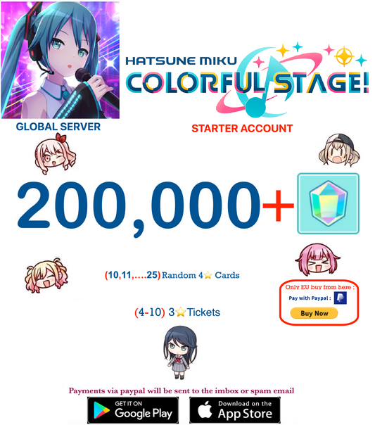 ⭐[GLOBAL][INSTANT DELIVERY]⭐  (10,11,12,13.... - 17) Random 4 ⭐   Project Sekai Colorful Stage ft. Hatsune Miku PJSekai Reroll Account !