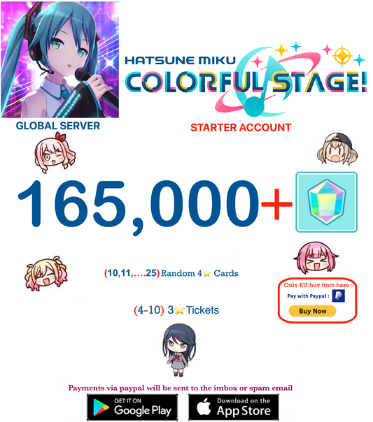 ⭐[GLOBAL][INSTANT DELIVERY]⭐  (10,11,12,13.... - 17) Random 4 ⭐   Project Sekai Colorful Stage ft. Hatsune Miku PJSekai Reroll Account !