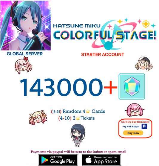 ⭐[GLOBAL][INSTANT DELIVERY]⭐ (18 - 25) Random 4 ⭐ Project Sekai Colorful Stage ft. Hatsune Miku PJSekai Reroll Account !