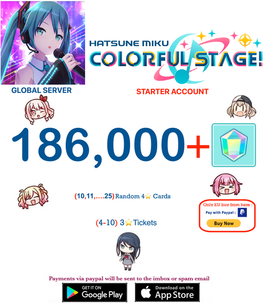 ⭐[GLOBAL][INSTANT DELIVERY]⭐  (10,11,12,13.... - 17) Random 4 ⭐   Project Sekai Colorful Stage ft. Hatsune Miku PJSekai Reroll Account !