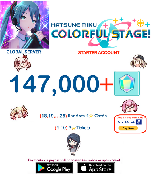 ⭐[GLOBAL][INSTANT DELIVERY]⭐ (18 - 25) Random 4 ⭐ Project Sekai Colorful Stage ft. Hatsune Miku PJSekai Reroll Account !