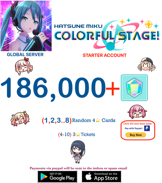 ⭐[GLOBAL][INSTANT DELIVERY]⭐   (1 - 9) Random 4 ⭐  Project Sekai Colorful Stage ft. Hatsune Miku PJSekai Reroll Account !