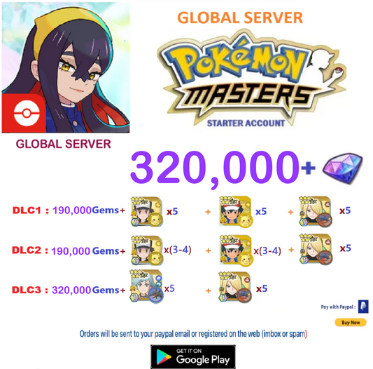 [Global Server/Android Version] 320,000 Gems  Pokemon Master Ex  Reroll Starter Account