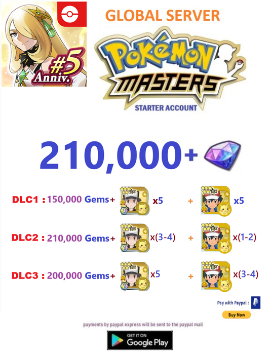 [Global Server/Android Version] 210,000 Gems  Pokemon Master Ex  Reroll Starter Account