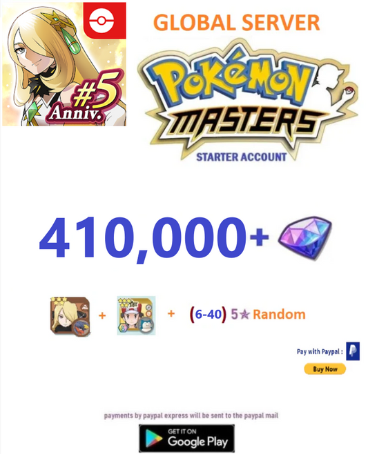 [Global Server/Android Version] 410,000 Gems + Multiple combinations  -  Pokemon Master Ex  Reroll Starter Account