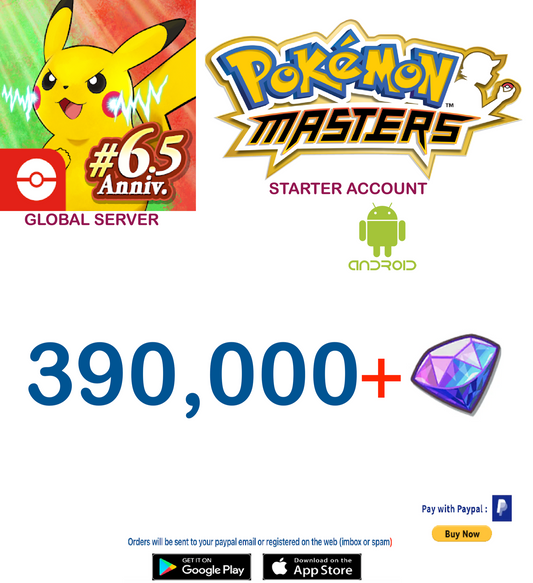 [Global Server/Android Version] 390,000 Gems Pokemon Master Ex  Reroll Starter Account