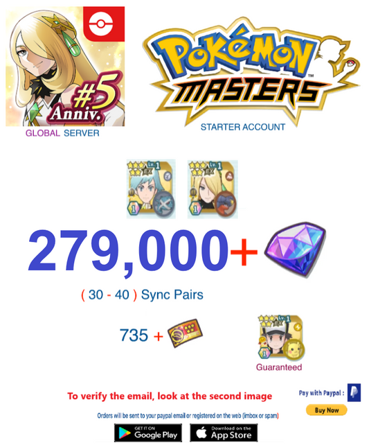 [Global Server/Android Version] 279,000 Gems + Multiple combinations  -  Pokemon Master Ex  Reroll Starter Account