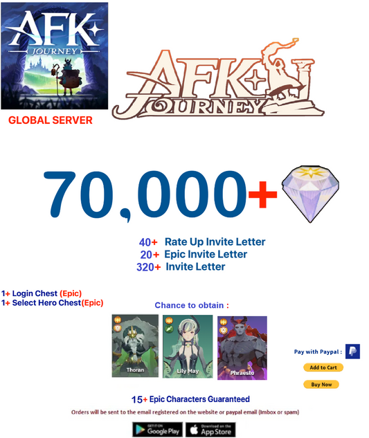 ⭐[Global Server ]⭐  70,000+ Diamonds   AFK Journey Semi Starter Account