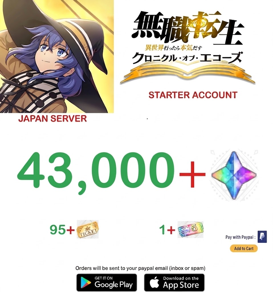 [JAPAN SERVER] 43,000+ Diamonds  Mushoku Tensei: Chronicle Of Echoes Semi Starter Account v2