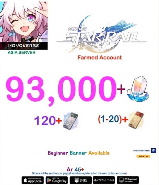 [Asia Server] 93000+ Jades   Honkai Star Rail Farmed Account