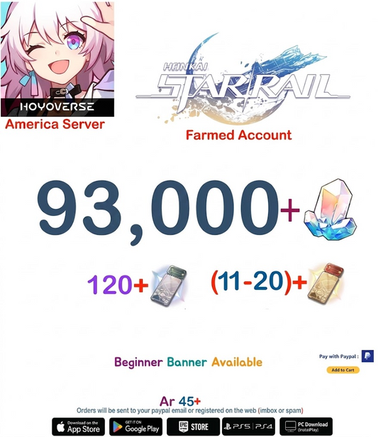 [America  Server] 93,000+ Jades   Honkai Star Rail Farmed Account