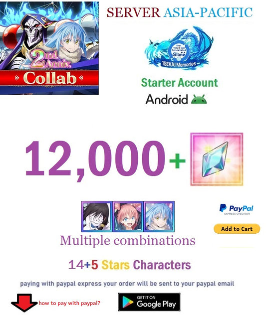 [GLOBAL/Asia-Pacific/Android Version]  12000+ Crystals  Multiple combinations  Slime  isekai Memories Starter Reroll Account