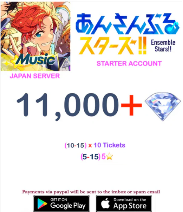 [JAPAN SERVER]  11000 + Gems  Ensemble Stars Music Starter Account