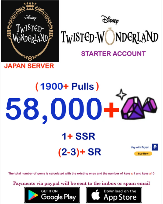 [JAPAN SERVER /INSTANT DELIVERY] 58000 Gems  Disney Twisted Wonderland Starter Account