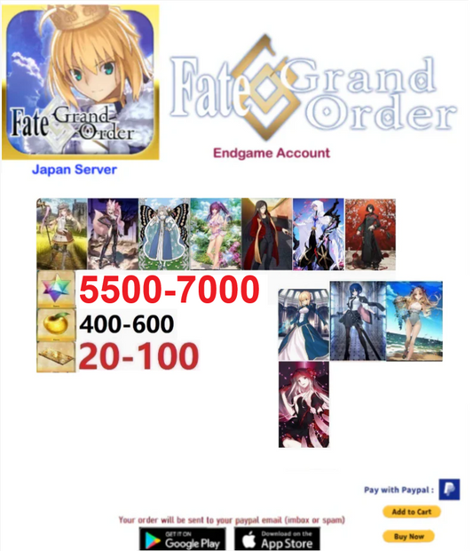 [JAPAN SERVER] Custom  5500-7000 SQ Fate Grand Order FGO Endgame Account