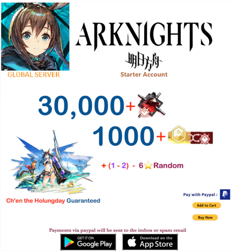 [Global Server] 30,000 +Orundum + Ch'en the Holungday   -    Arknights Starter Account