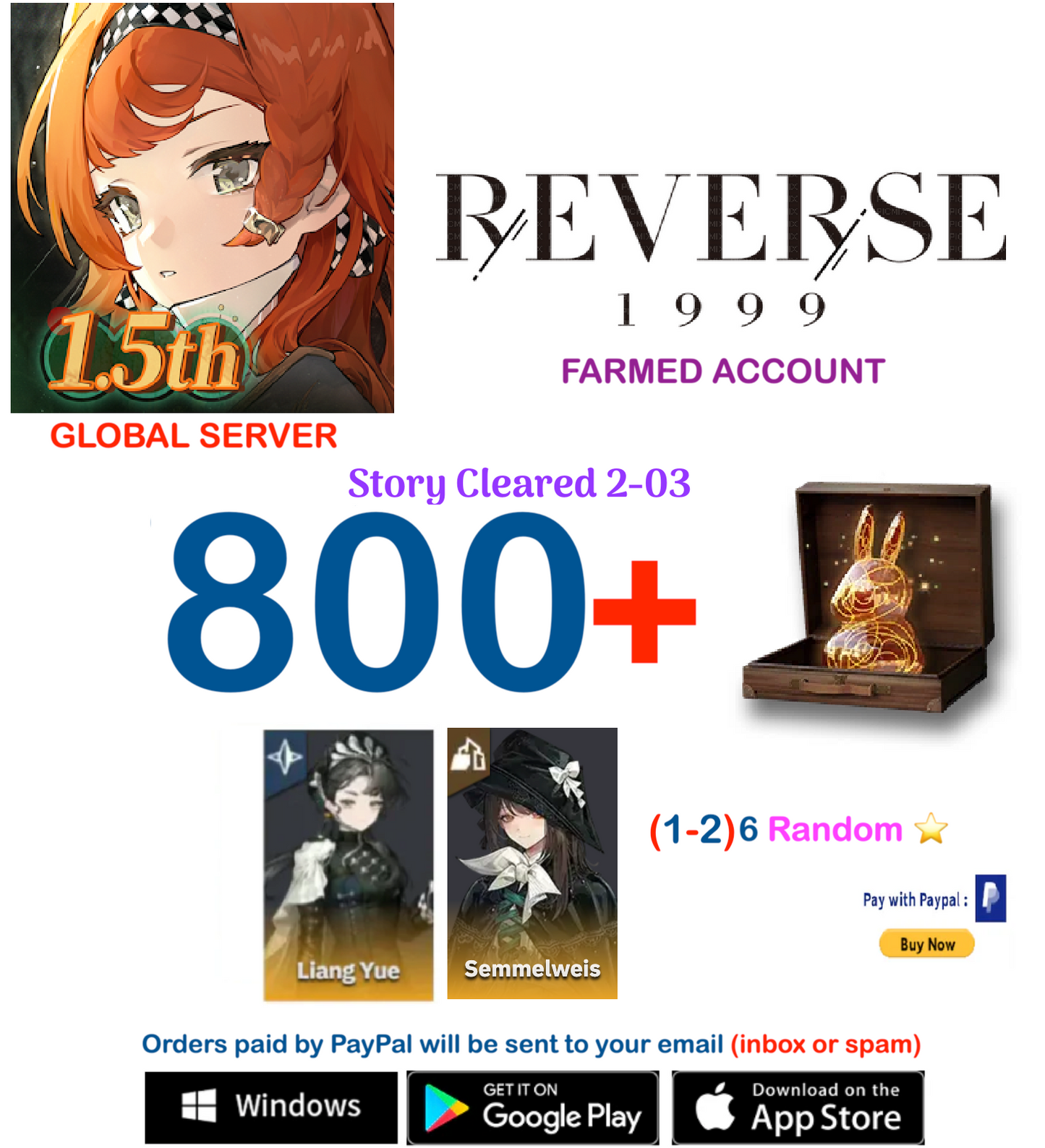 [Global Server] Liang Yue   Reverse: 1999  Farmed  Account