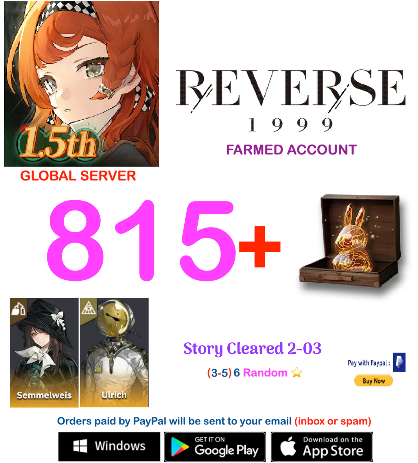 [GLOBAL SERVER][INSTANT DELIVERY]  ?? Unilog   Reverse: 1999  Farmed Account v1