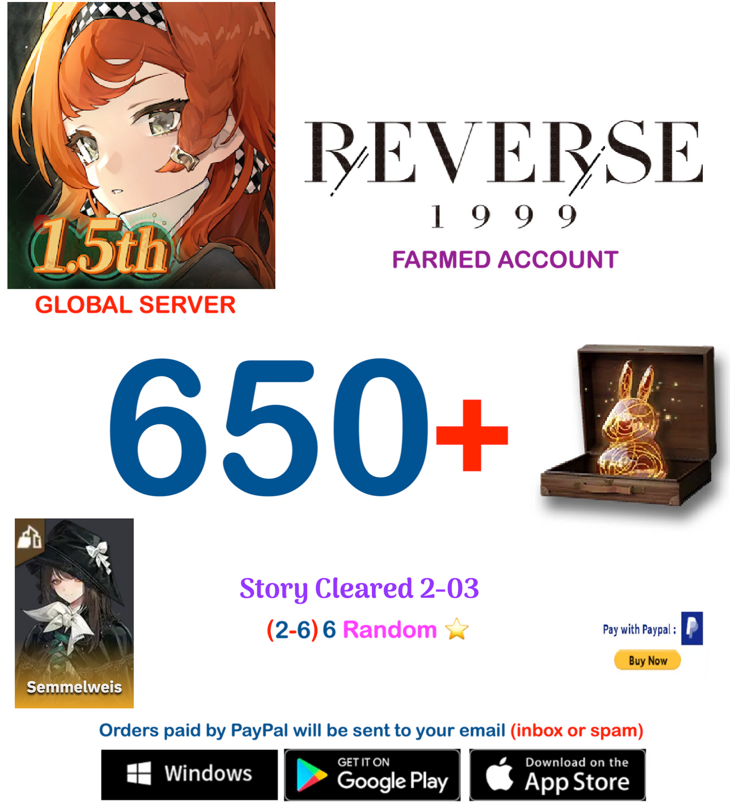 [GLOBAL SERVER][INSTANT DELIVERY]  ?? Unilog   Reverse: 1999  Farmed Account v1