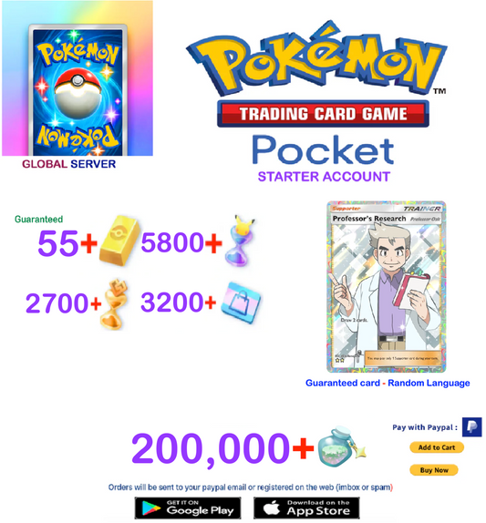 [GLOBAL SERVER] ??? + Oak Card Pokemon Tcg  Pocket Starter Reroll Account v1