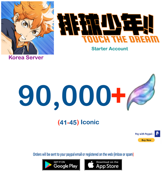 (Korea Server)  90,000 Gems +  HAIKYU!! TOUCH THE DREAM Starter Account