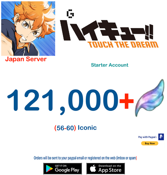 (Japan Server)  121,000 Gems +  HAIKYU!! TOUCH THE DREAM Starter Account