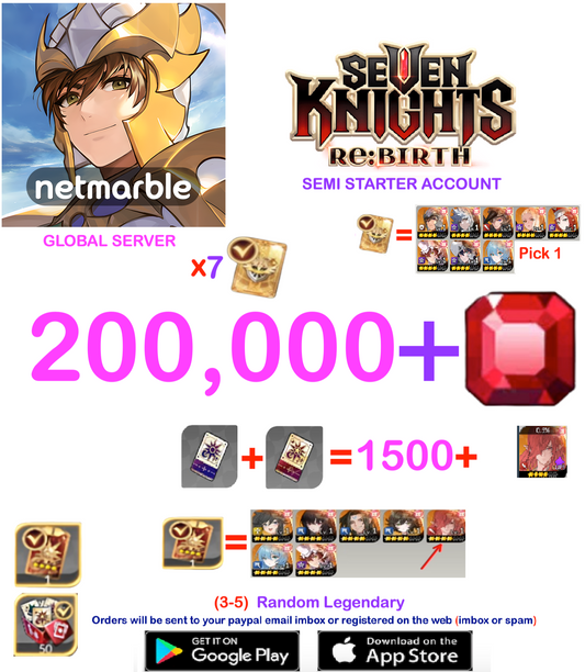 [GLOBAL SERVER] ?? + Gems  Seven Knights Re:BIRTH Starter Semi - Account