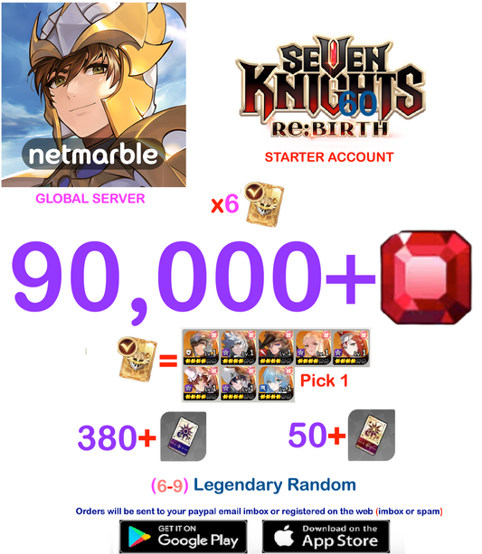 [GLOBAL SERVER] ?? + Gems  Seven Knights Re:BIRTH Starter Semi - Account v4